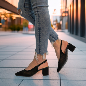  Czarne welurowe sandały bez pięty 4226 Bioeco by Arka