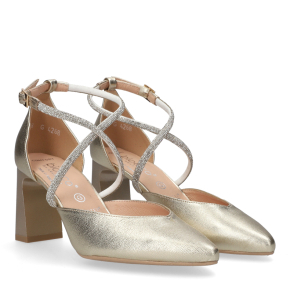  Złote skórzane sandały 4268 Bioeco by Arka