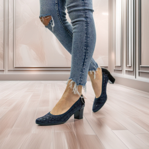  Granatowe skórzane czółenka 5175 Bioeco by Arka