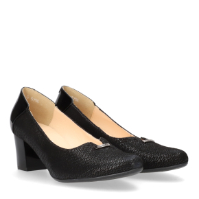  Czarne skórzane czółenka 5756 Bioeco by Arka