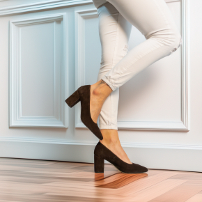  Czekoladowe czółenka welurowe 6010 Bioeco by Arka