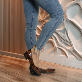  Brown patent ballet flats