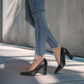  Czarne skórzane czółenka 6147 Bioeco by Arka