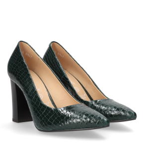  Zielone skórzane czółenka 6147 Bioeco by Arka