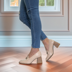  Beżowe skórzane półbuty 6368 Bioeco by Arka