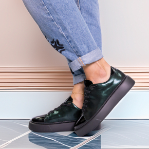  Zielono czarne skórzane buty sportowe 6456 Bioeco by Arka