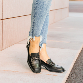  Czarne skórzane półbuty 6640 Bioeco by Arka