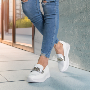  Białe skórzane półbuty 6754 Bioeco by Arka