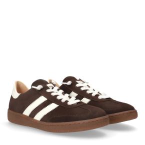  Brązowo-białe skórzane buty sportowe 6815 Bioeco by Arka