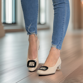  Beżowe skórzane czółenka 6816 Bioeco by Arka