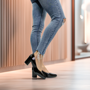  Czarne lakierowane czółenka 6859 Bioeco by Arka