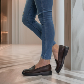  Czekoladowe skórzane mokasyny 6875 Bioeco by Arka