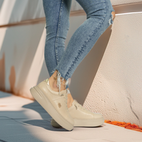  Beżowe skórzane sneakersy 6899 Bioeco by Arka