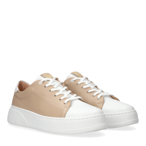  Beżowe skórzane buty sportowe 6904 Bioeco by Arka