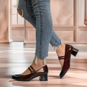  Bordowe lakierowane czółenka 6907 Bioeco by Arka