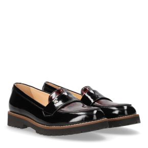  Czarne lakierowane mokasyny  6908 Bioeco by Arka