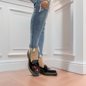  Czarne lakierowane mokasyny  6908 Bioeco by Arka