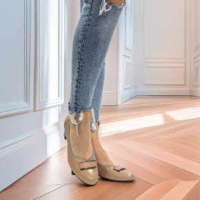  Beżowe skórzane czółenka 6914 Bioeco by Arka