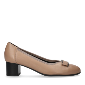  Beżowe skórzane czółenka 6914 Bioeco by Arka