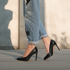  Czarne skórzane czółenka 6985 Bioeco by Arka