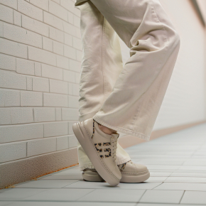  Beżowe skórzane sneakersy 6898 Bioeco by Arka