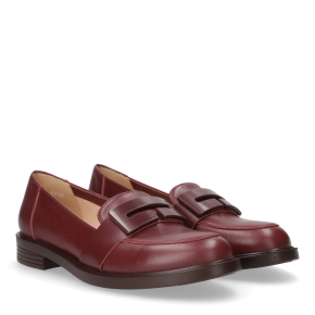  Bordowe skórzane mokasyny 6998 Bioeco by Arka