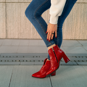  Czerwone skórzane botki 7758 Bioeco by Arka