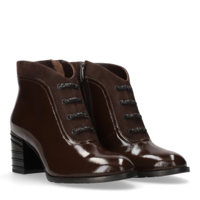  Brązowe lakierowane botki 7773 Bioeco by Arka