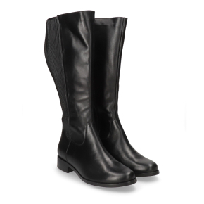  Czarne skórzane kozaki ze streczem szersza cholewa 7865 Bioeco by Arka