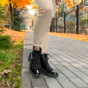  Czarne lakierowane botki 7949 Bioeco by Arka