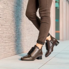  Brązowe skórzane botki 7965 Bioeco by Arka