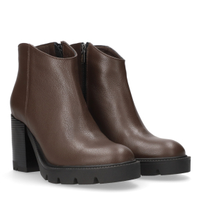  Czekoladowe skórzane botki 7987 Bioeco by Arka