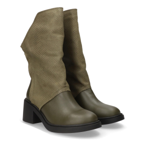  Skórzane botki w kolorze khaki 7991 Bioeco by Arka
