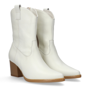  Śmietankowe skórzane kowbojki na podszewce 8023 Bioeco by Arka