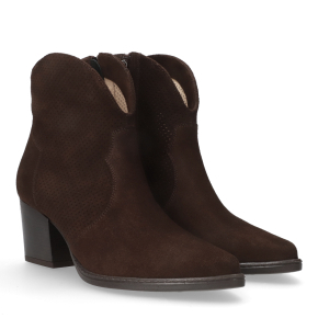  Czekoladowe zamszowe botki na podszewce 8028 Bioeco by Arka