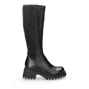  Czarne skórzane kozaki ze streczem 7754 Bioeco by Arka