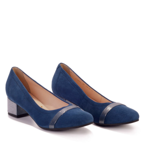  Navy blue velor shoes with a covered heel