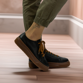  Czarne skórzane sneakersy 6810 Bioeco by Arka