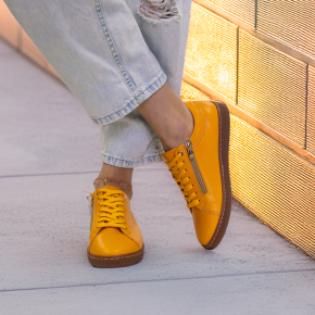  Żółte skórzane sneakersy 6882 Bioeco by Arka