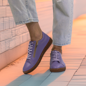  Fioletowe skórzane sneakersy 6882 Bioeco by Arka
