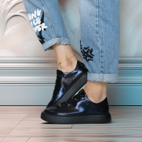  Granatowe skórzane buty sportowe 6456 Bioeco by Arka