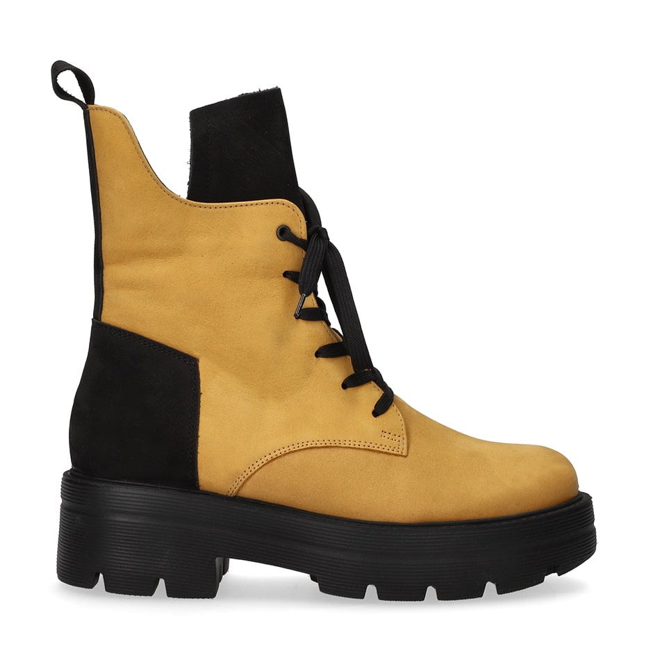 Yellow nubuck ankle boots