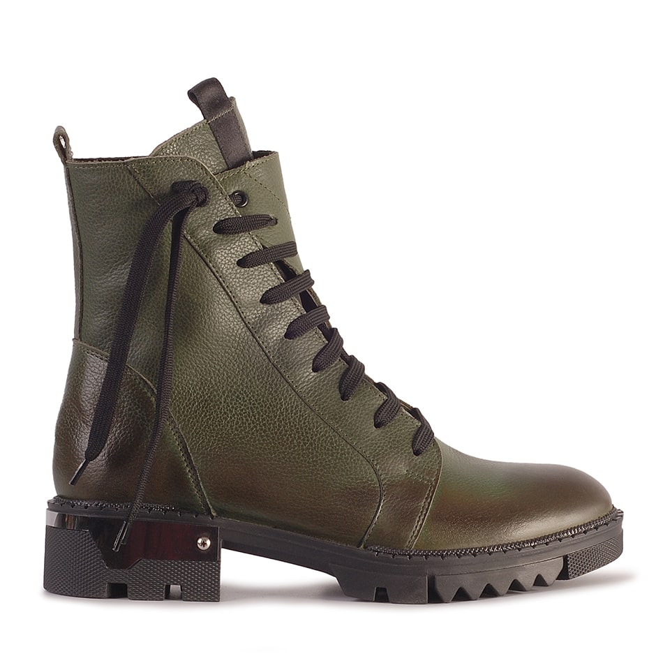 Green leather boots