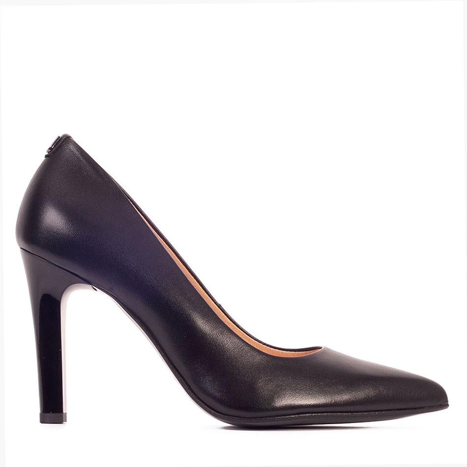 Black leather elegant high heels