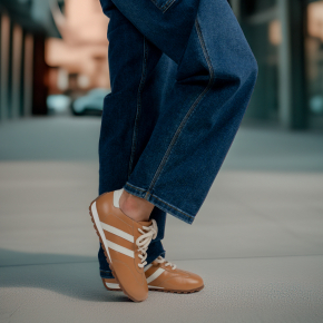 Beżowe skórzane sneakersy barefoot 1121 Bioeco by Arka