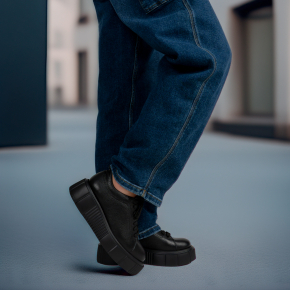 Czarne skórzane sneakersy 6313 Bioeco by Arka