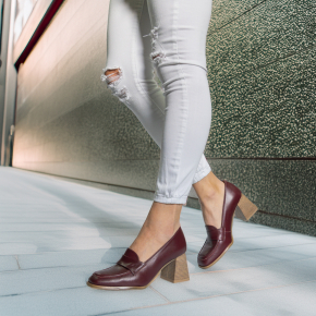 Bordowe skórzane półbuty 6374 Bioeco by Arka