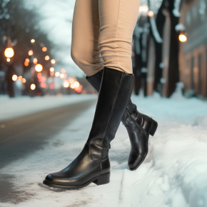 Czarne skórzane kozaki ze streczem 7961 Bioeco by Arka