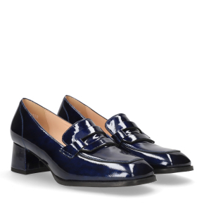 Granatowe lakierowane półbuty 1108 Bioeco by Arka