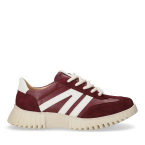 Bordowe welurowe buty sportowe z zamkiem 1193 Bioeco by Arka